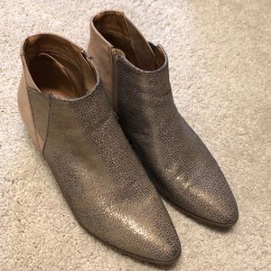 Gold and tan booties